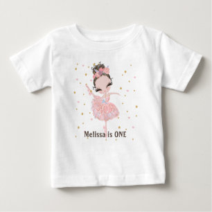 Personalized Tutu Cute Ballerina First Birthday Ba Baby T-Shirt