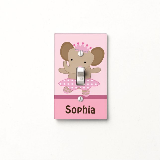 Personalized Tutu Cute Elephant Switch Plate (In Situ)