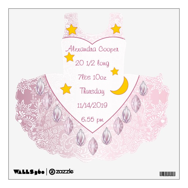 Personalized TuTu Girl Baby Stats Wall Decal (Front)