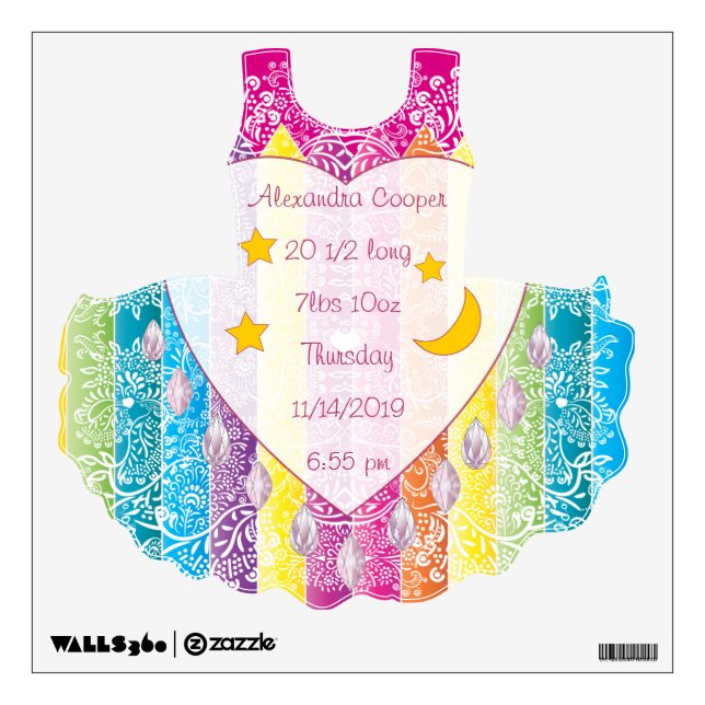 Personalized TuTu Girl Baby Stats Wall Decal (Front)
