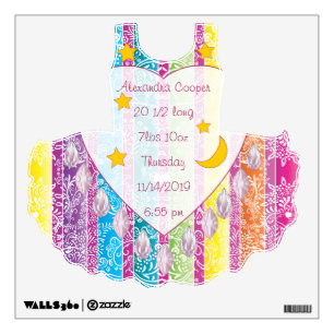 Personalized TuTu Girl Baby Stats Wall Decal