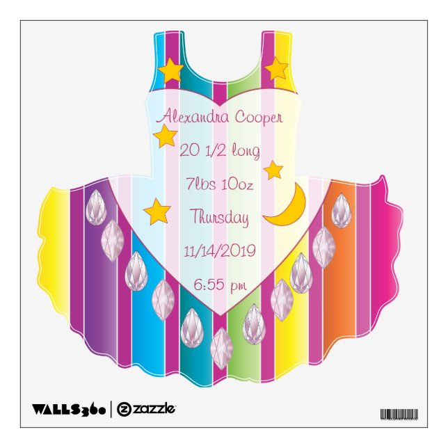 Personalized TuTu Girl Baby Stats Wall Decal (Front)