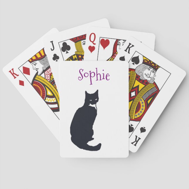 Personalized Tuxedo  Cat Poker Cards (Back)