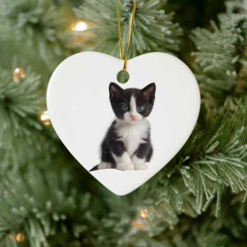 Personalized Tuxedo Kitten Ceramic Ornament