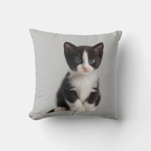 Personalized Tuxedo Kitten Throw Pillow