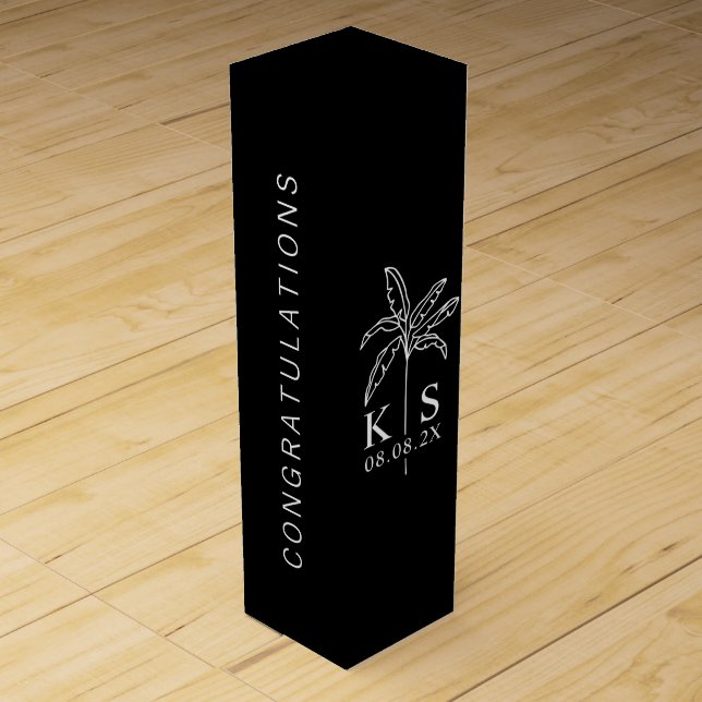 Personalized Tuxedo Wedding Party  Wine Box (Back)