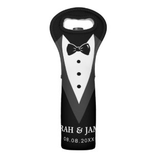 Personalized Tuxedo Wedding Party Wine Tote