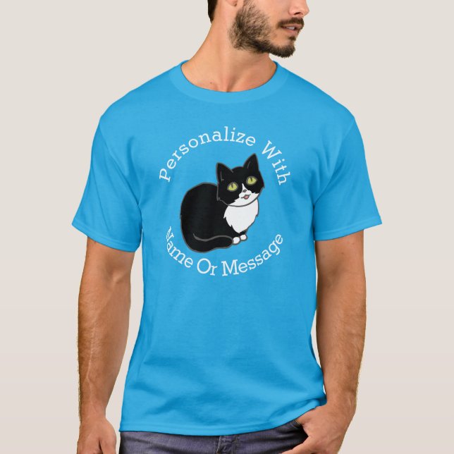 PERSONALIZED Tuxie Tuxedo Cat T-Shirt (Front)
