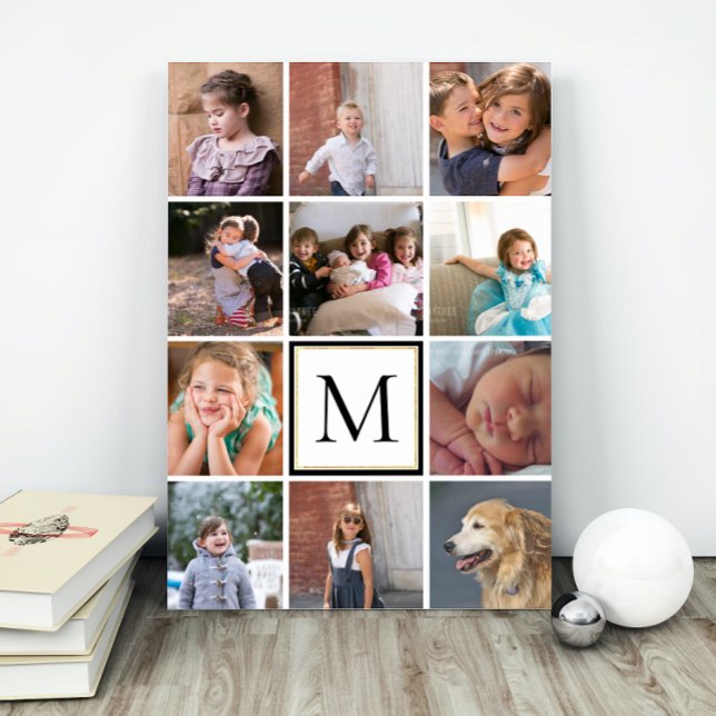 Personalized twelve photo collage and monogram poster (Creator Uploaded)