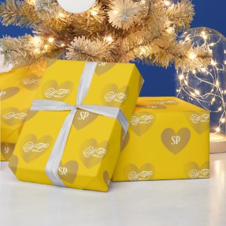 Personalized Twice Golden Hearts, Mustard Yellow