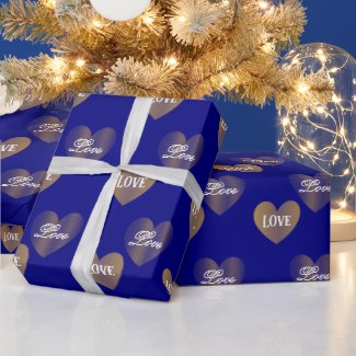 Personalized Twice Golden Hearts, Navy Blue
