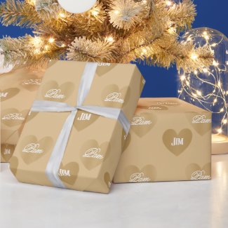 Personalized Twice Golden Hearts, Pale Gold-Brandy