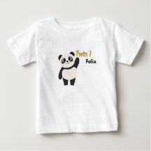 Personalized Twin 1 Panda Baby Bodysuit
