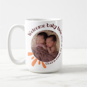 Personalized Twin Baby Photo Mug Custom Newborn