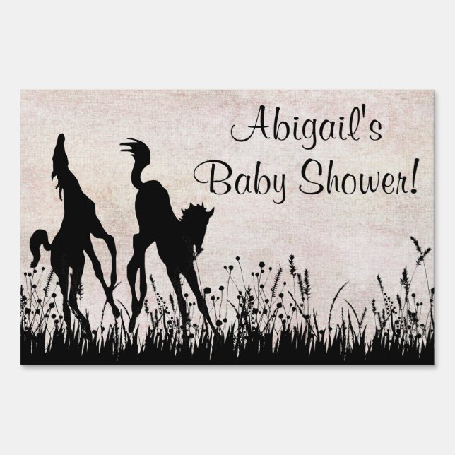Personalized Twin Foals Horse Baby Shower Sign (Front)