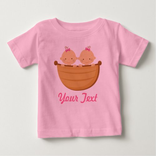 Personalized Twin Girls in a boat Baby T_Shirt