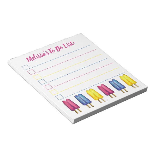 Personalized Twin Pop Popsicle To Do List Notepad (Angled)