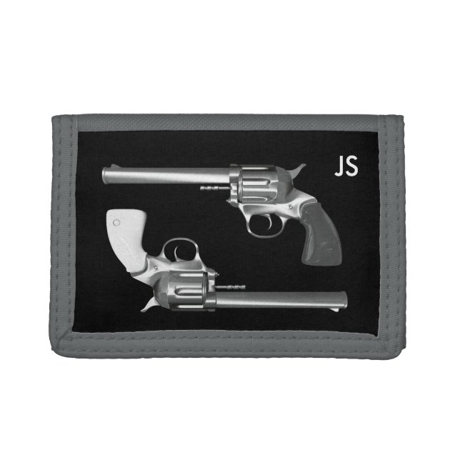 Personalized Twin Silver Revolvers Trifold Wallet (Front)