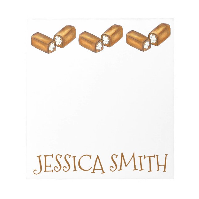 Personalized Twinkie Junk Food Foodie Snack Cakes Notepad (Front)