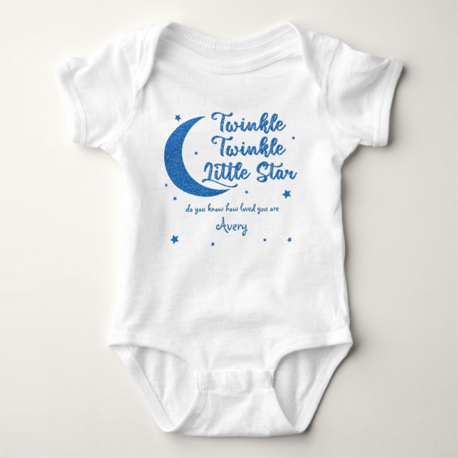 Personalized Twinkle little star printed glitter  Baby Bodysuit (Front)