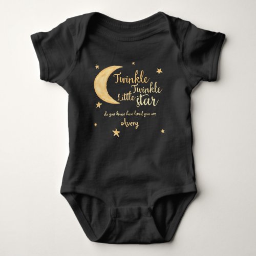 Personalized Twinkle little star watercolor Baby Bodysuit