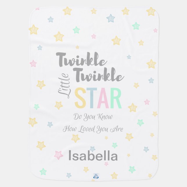 Personalized Twinkle Twinkle Little Star Boy/Girl Baby Blanket (Back)
