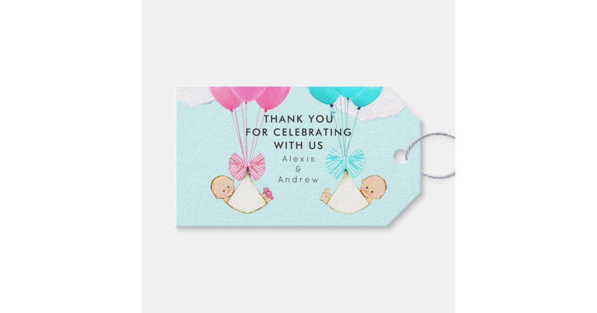 Personalized Twins Baby Shower Gift Tags Zazzle Com