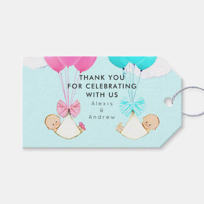 Personalized Twins Baby Shower Gift Tags Zazzle Com