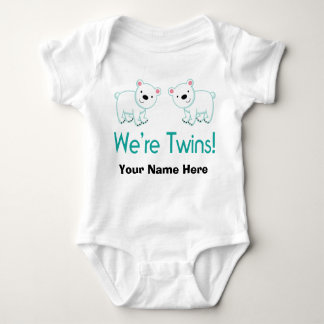 Personalized Twins Polar Bears Baby Bodysuit