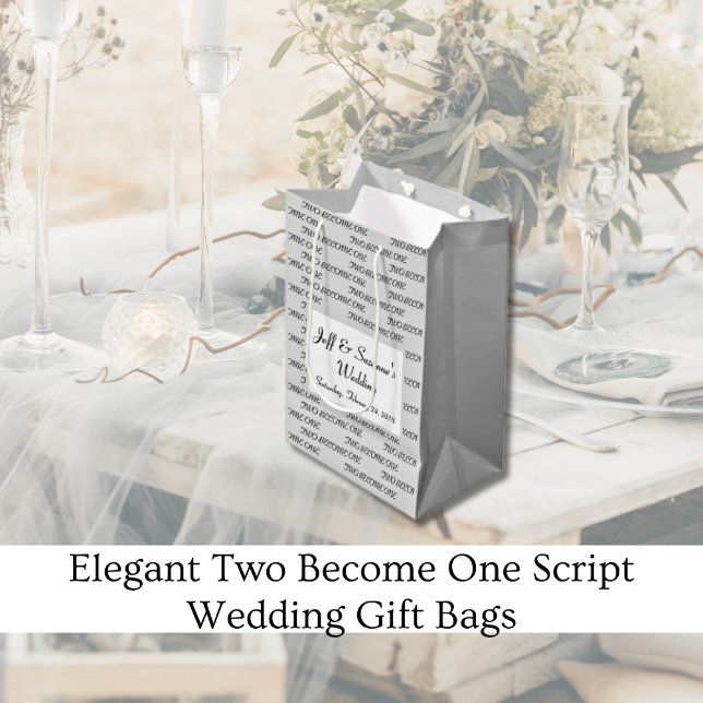 Personalized Two Become One Bible Verse Wedding  Medium Gift Bag (Creator Uploaded)