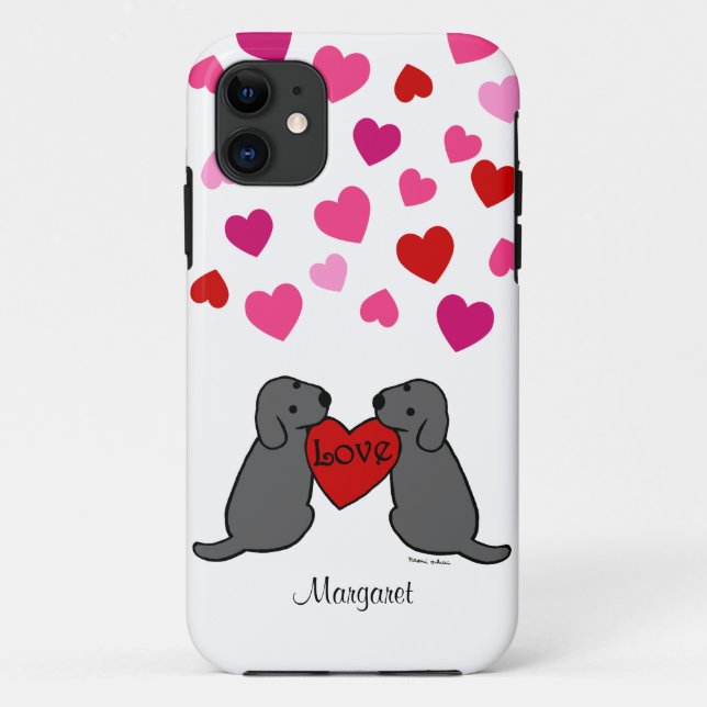 Personalized Two Black Labradors Cartoon Case-Mate iPhone Case (Back)