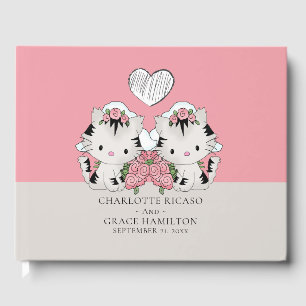Personalized Two Brides Cat Themed Gay Wedding Guest Book