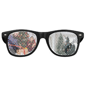 Personalized Two Family Christmas Photo  Retro Sunglasses