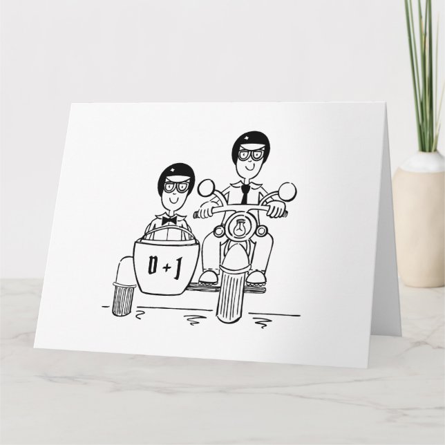 Personalized Two Grooms Biker Motorcycle Wedding Card (Front)