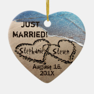 just married beach ornament