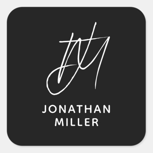 Personalized Two Initial Monogram with Name Square Sticker