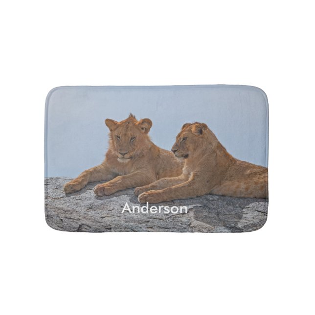 Personalized Two Lion Bathroom Mat (Front)