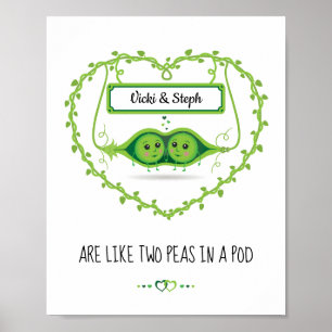 Personalized "Two Peas In A Pod" 2 Females couple Poster