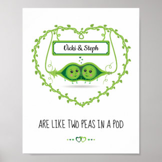Personalized "Two Peas In A Pod" 2 Females couple Poster