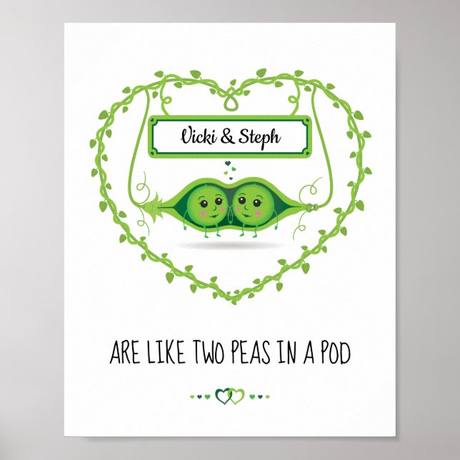 Personalized "Two Peas In A Pod" 2 Females couple Poster (Front)