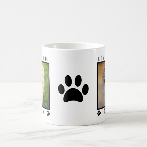 Personalized Two Pet Photos Names Paw Prints Photo Coffee Mug