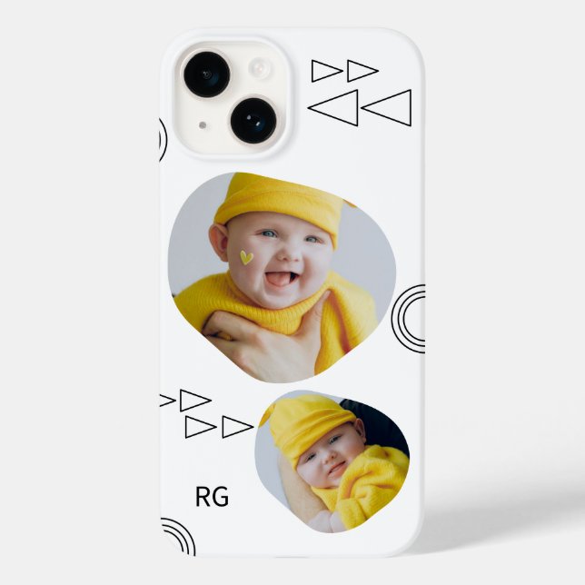 Personalized Two Photo Abstract Case-Mate iPhone Case (Back)