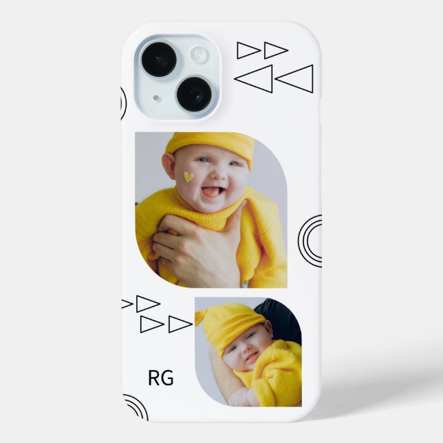 Personalized Two Photo Abstract Case-Mate iPhone Case (Back)