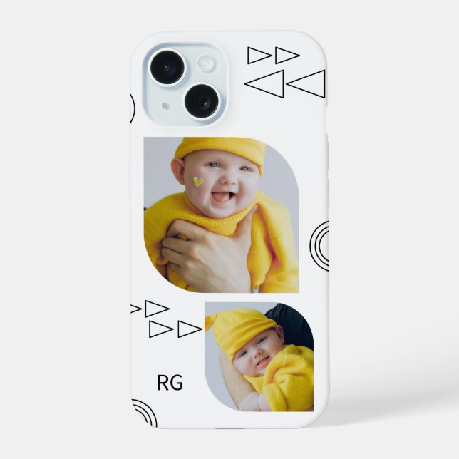 Personalized Two Photo Abstract Iphone Case (Back)