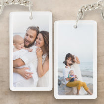 Personalized Two Photo Family Double Sided Keychain