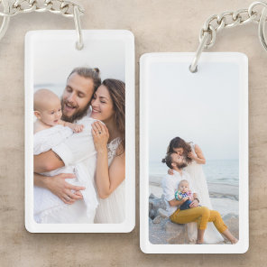 Personalized Two Photo Family Double Sided Keychain