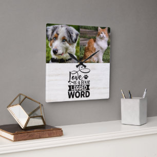 Personalized Two Photo Pet Acrylic Wall Clock