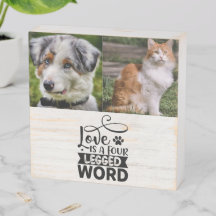 Personalized Two Photo Pet Wood Box Sign