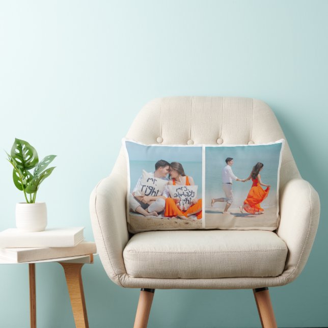 Personalized Two Photo Throw Pillow (Chair)