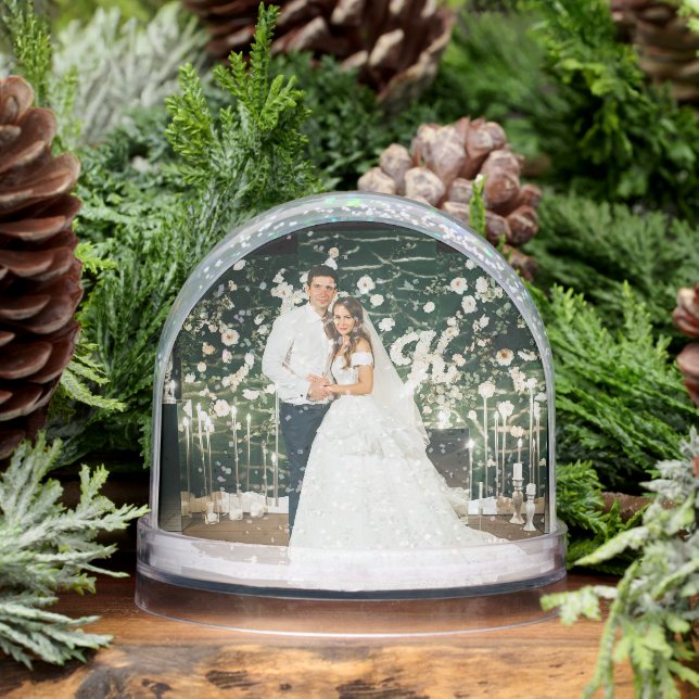  Personalized Two Photo Wedding Snow Globe (Winter)